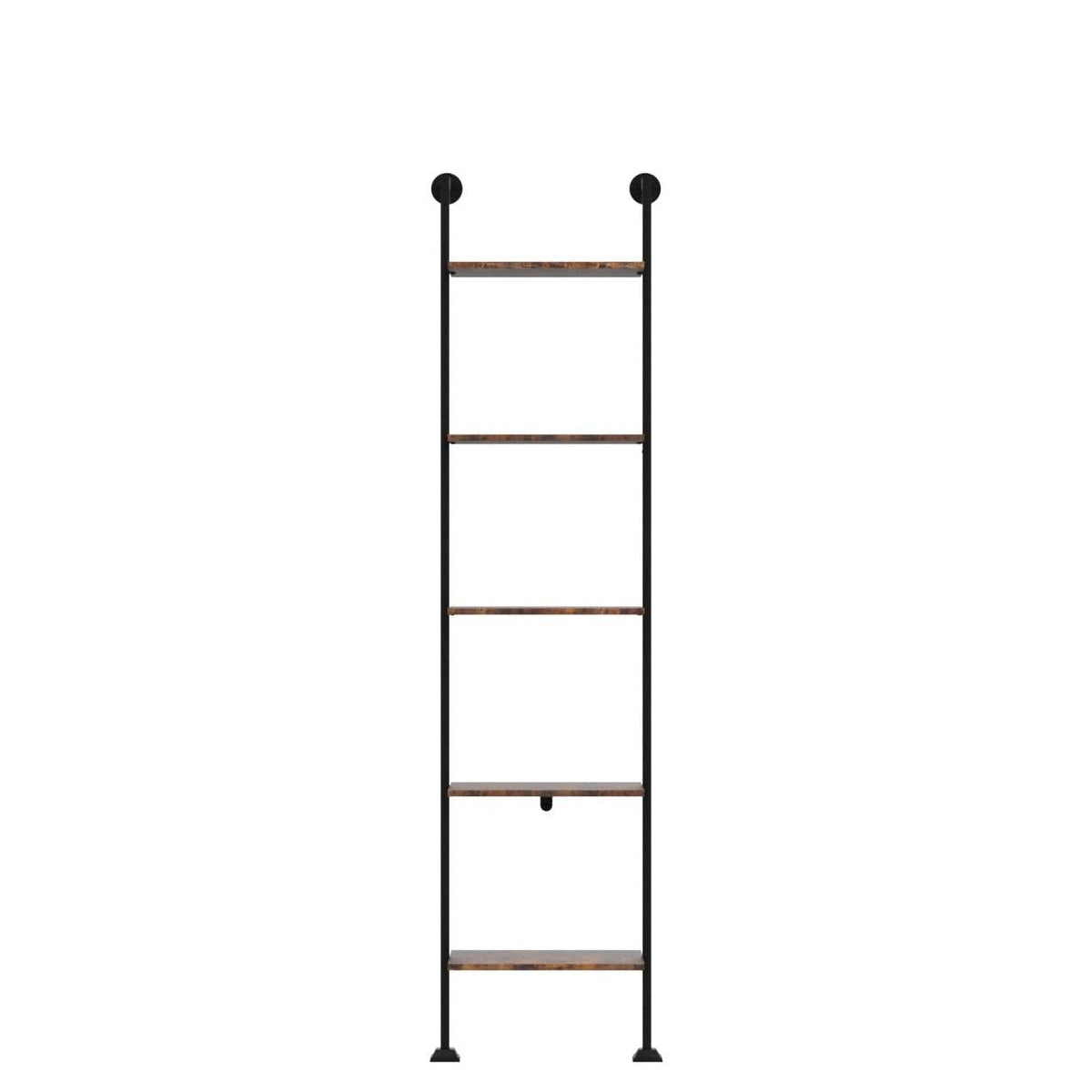 5-Tier Ladder Shelf Black Metal Frame Rustic Brown N46478