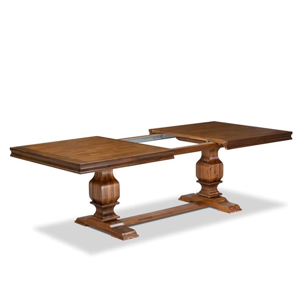 9-Piece Acacia Wood Dining Table Set with Beige PU Leather Chairs P185