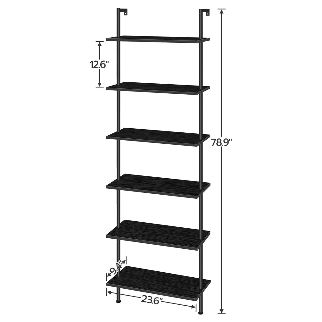 6-Tier Wall Mounted Wooden Ladder Shelf Y955