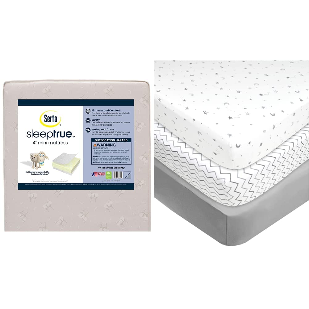Mini Crib Mattress and 3 Pack Fitted Mini Crib Sheet Set M16255