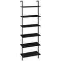 6-Tier Wall Mounted Wooden Ladder Shelf Y955