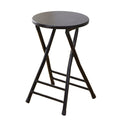 Black Round Folding Stool with Metal Frame R6324