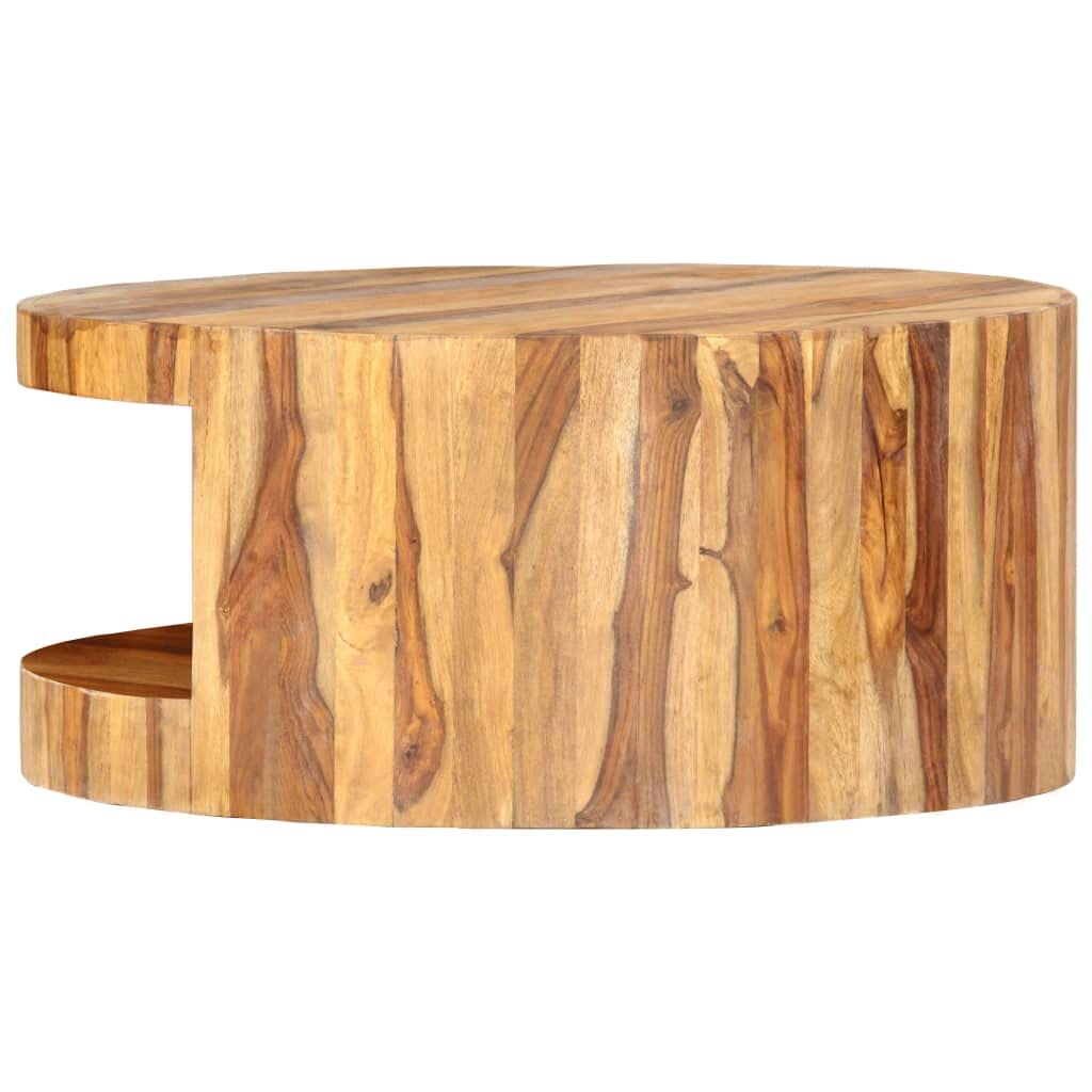 Round Coffee Table 25.6"x11.8" Solid Sheesham Wood Q266