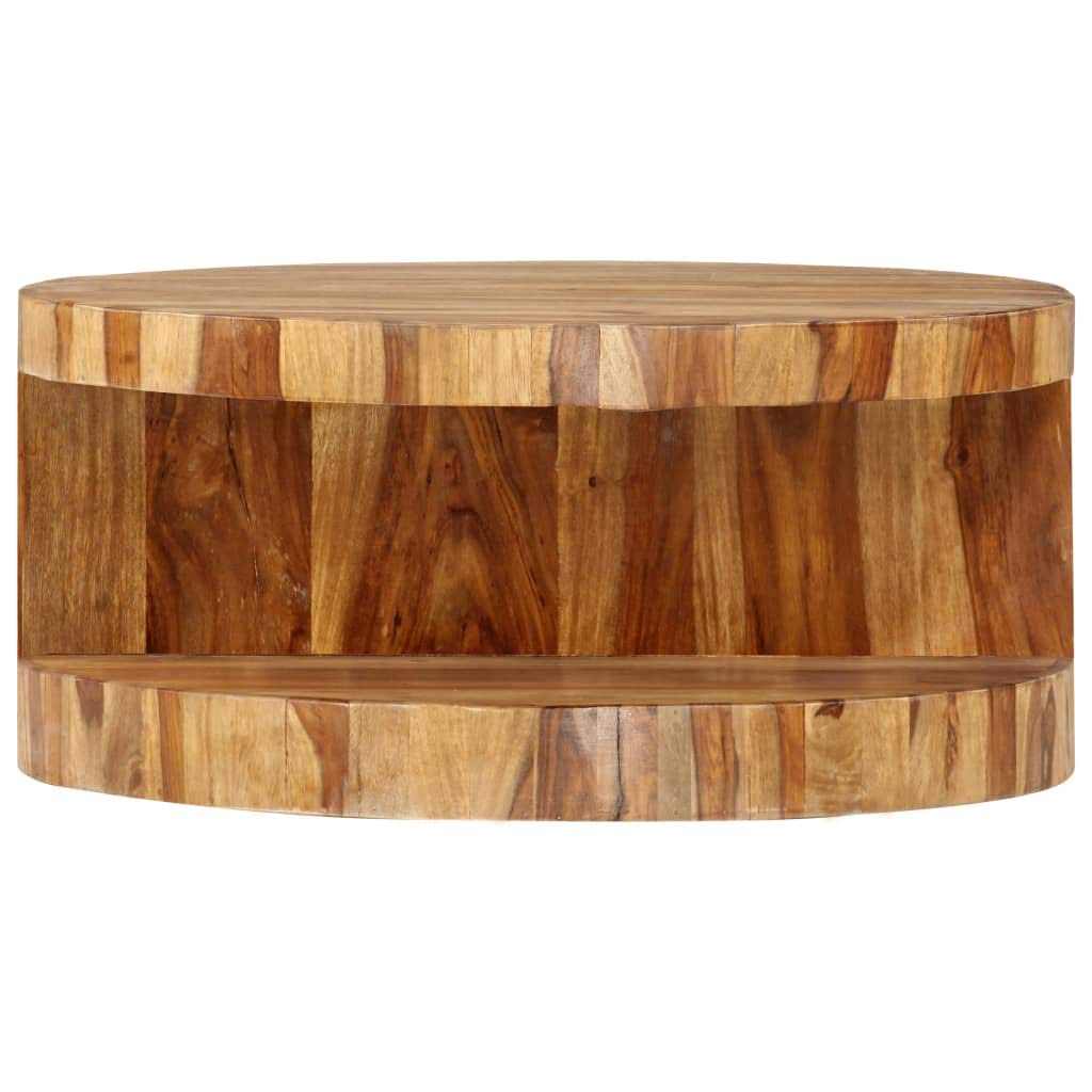 Round Coffee Table 25.6"x11.8" Solid Sheesham Wood Q266