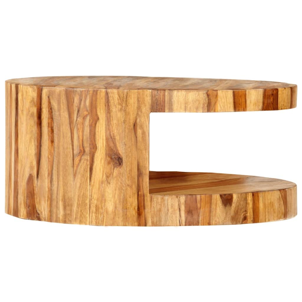 Round Coffee Table 25.6"x11.8" Solid Sheesham Wood Q266