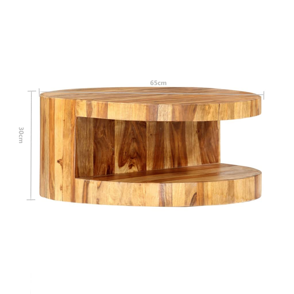 Round Coffee Table 25.6"x11.8" Solid Sheesham Wood Q266