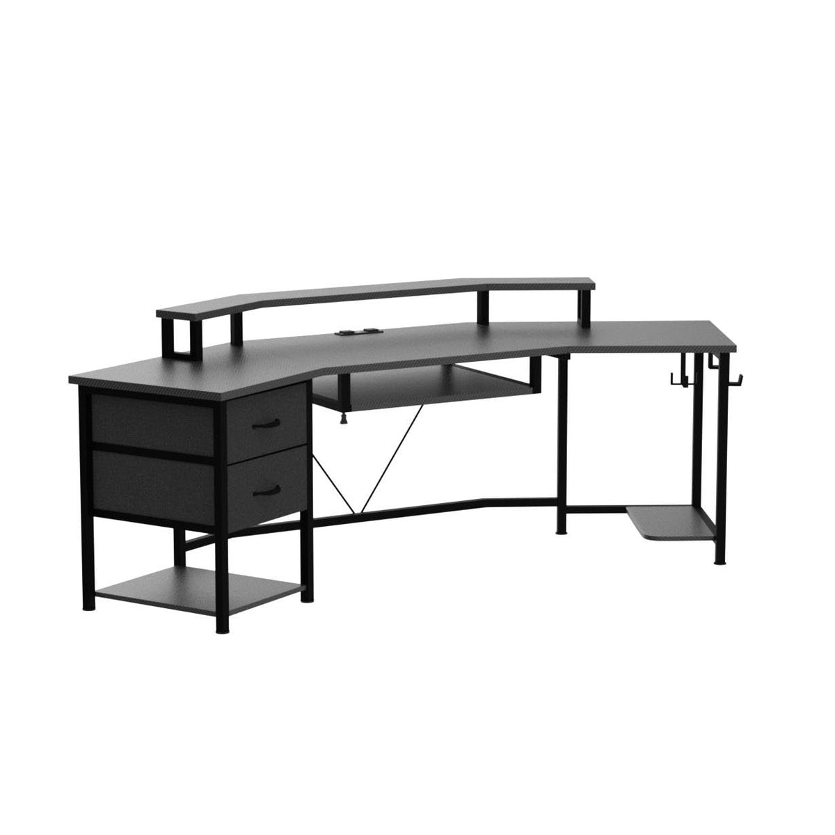 79" Gaming Desk with Fabric Drawers Storage X2021
