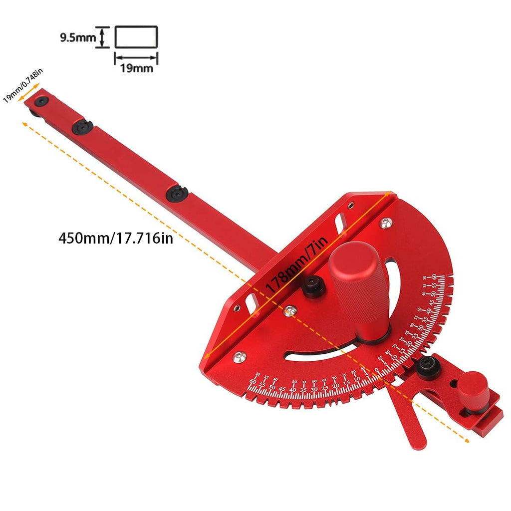 Aluminum Precision Miter Gauge with T-Track Fence and Flip Stop W94549
