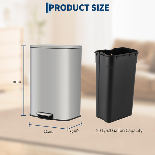 13.2 gal Stainless Steel Step Trash Can N564