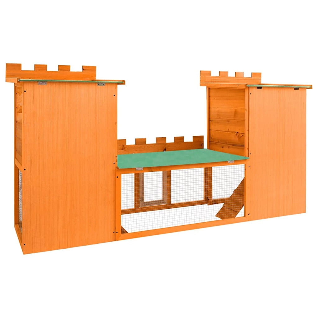 Large 2-Tier Wooden Rabbit Hutch with Weatherproof Roof N830578