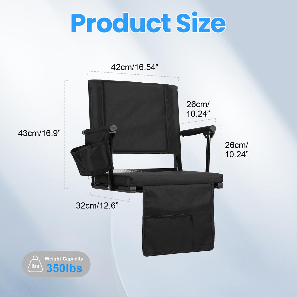 2 Pcs Folding Stadium Seats with Back Support & Cushion D16426