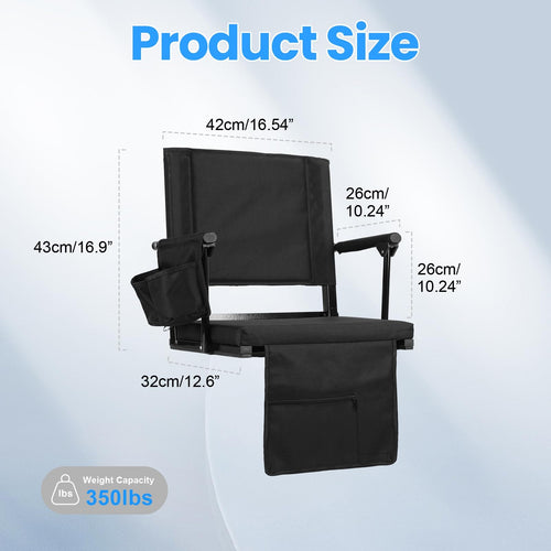 2 Pcs Folding Stadium Seats with Back Support & Cushion D16426