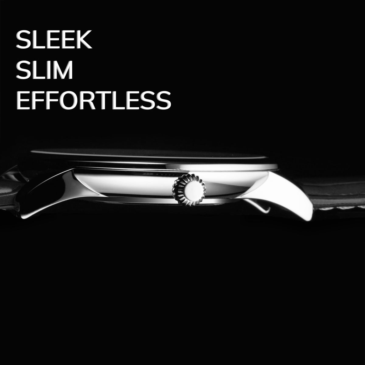 Men's 40mm Ultra Slim Leather Strap Quartz Analog Dress Watch T2890