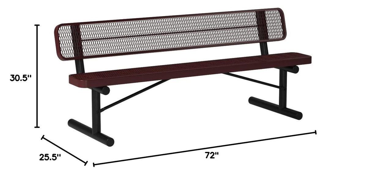 Red 6Ft Portable Outdoor Bench with Back U927