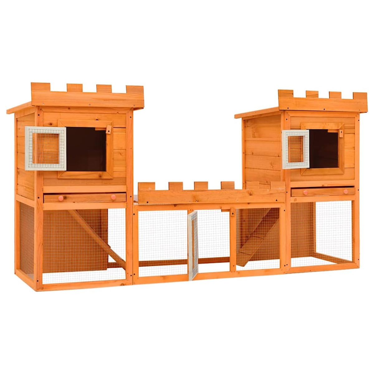 Large 2-Tier Wooden Rabbit Hutch with Weatherproof Roof N830578