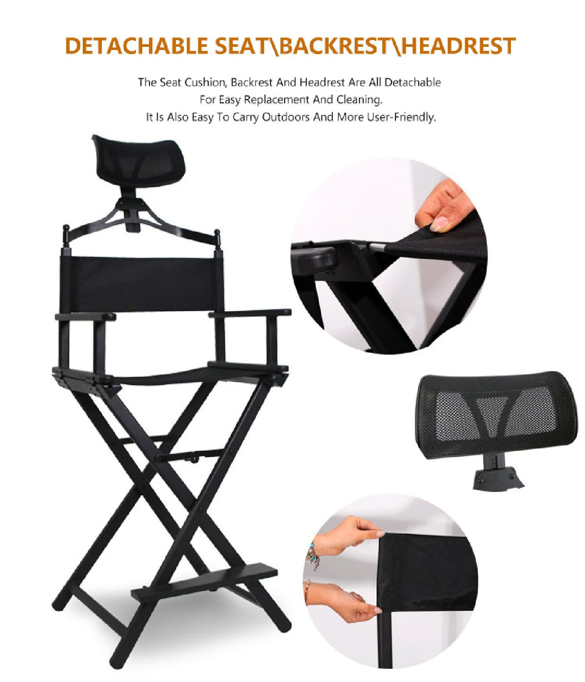 Foldable Makeup Artist Chair 300lbs Gold M682629