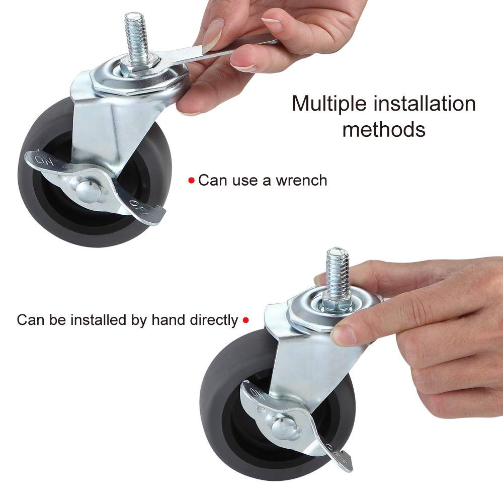 3" Locking Swivel Threaded Stem Casters Set of 4 L641208