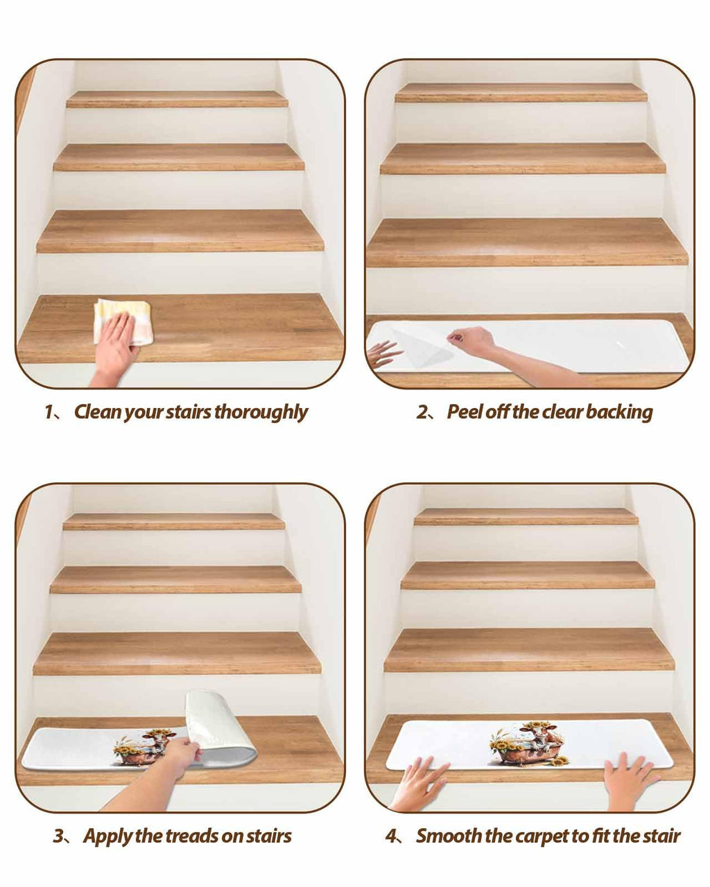4 Pack Non Slip Carpet Stair Treads 8x30 inch J151357