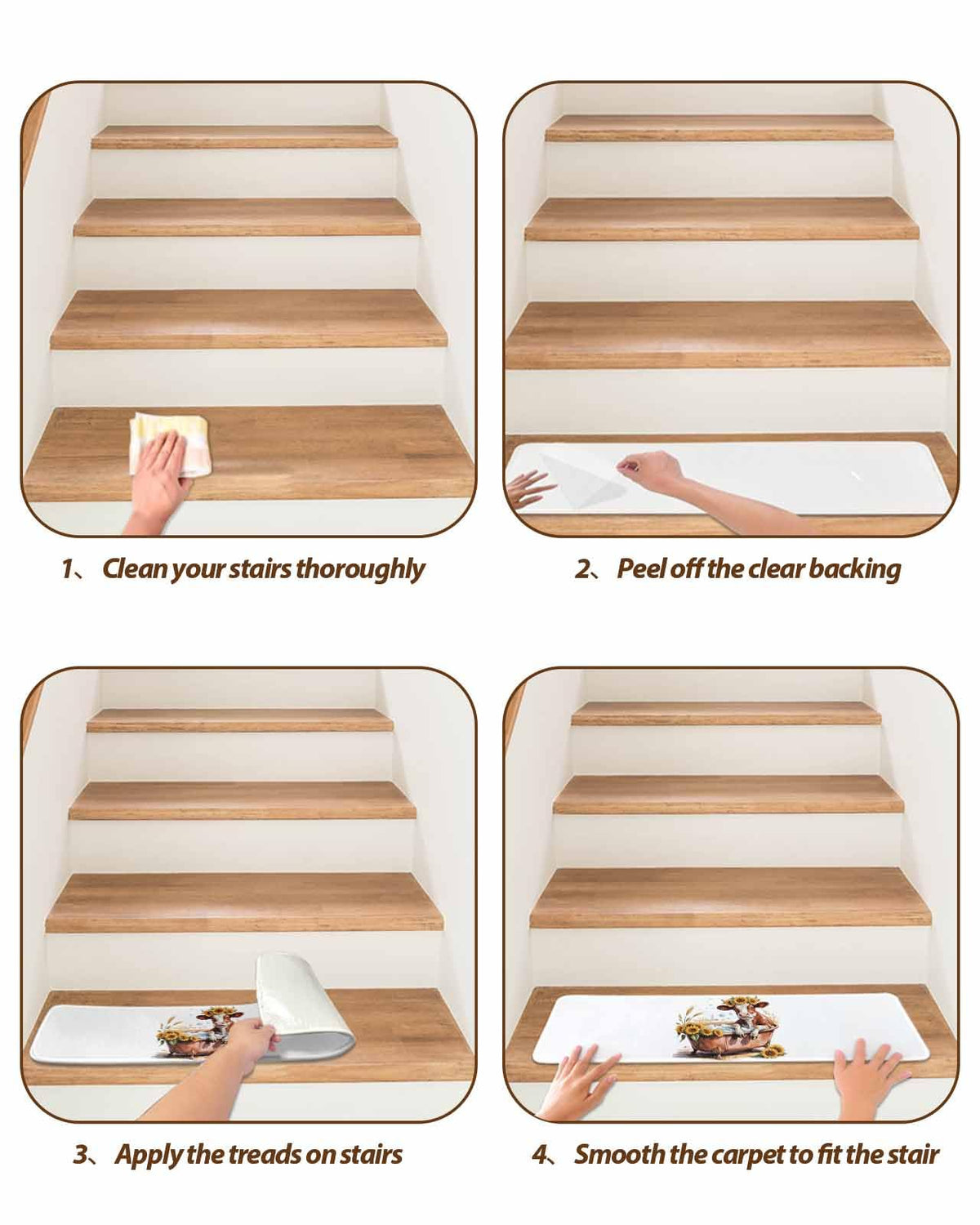 4 Pack Non Slip Carpet Stair Treads 8x30 inch J151357