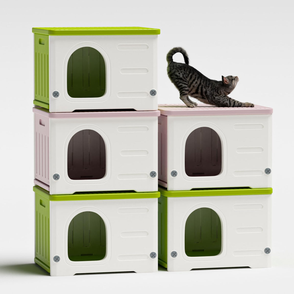 Plastic Stackable Weatherproof Elevated Cat House S6435
