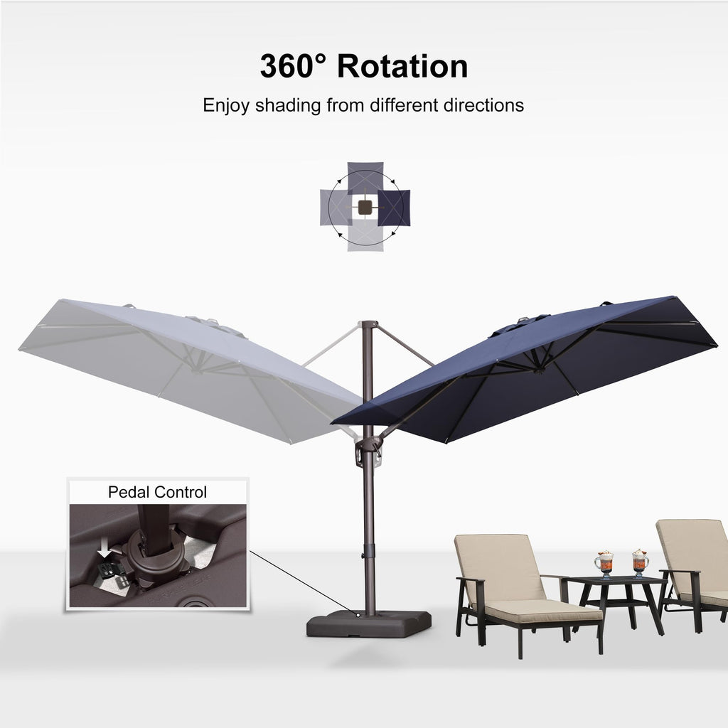 Navy Blue 8' X 8' Cantilever Umbrella with Base N8553