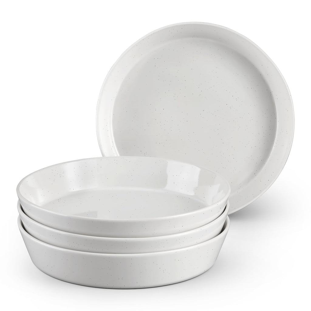 34oz Stoneware Pasta Bowls Set of 4 Speckled White M5834