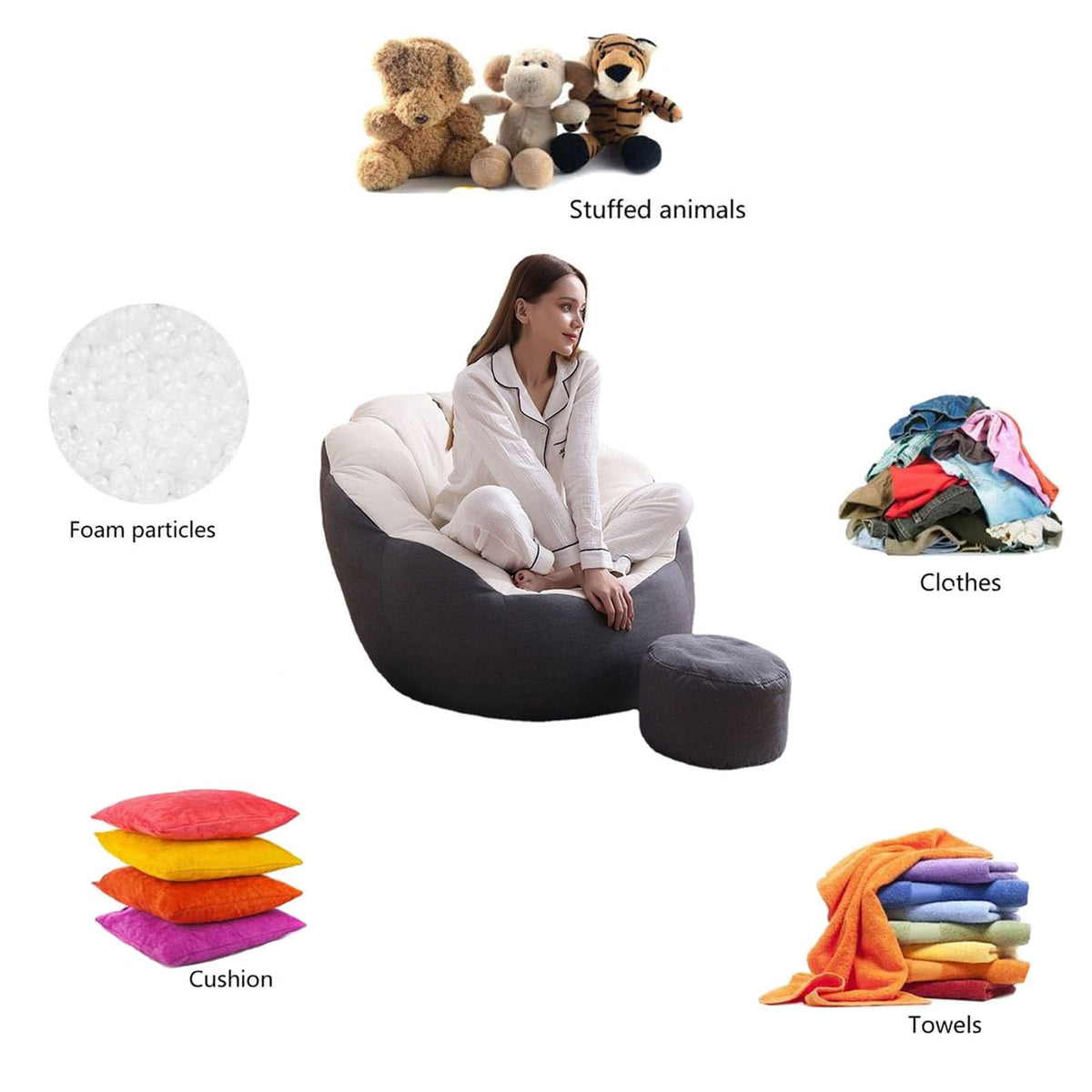 Corduroy Bean Bag Chair Cover C117691
