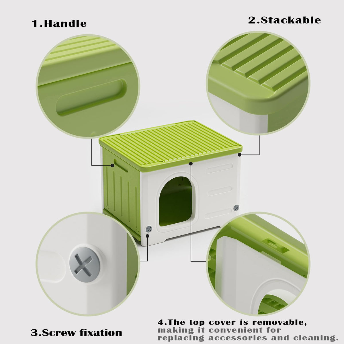 Plastic Stackable Weatherproof Elevated Cat House S6435