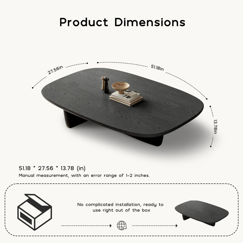 Black Wood Oval Coffee Table with Pedestal Base V545