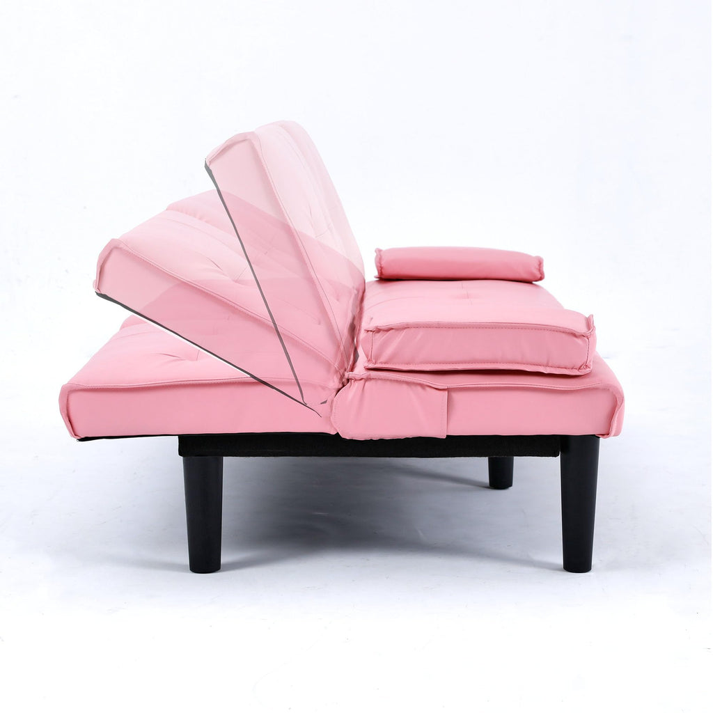 67" Convertible Sofa Bed with Cup Holders, Pink D27697