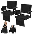 2 Pcs Folding Stadium Seats with Back Support & Cushion D16426