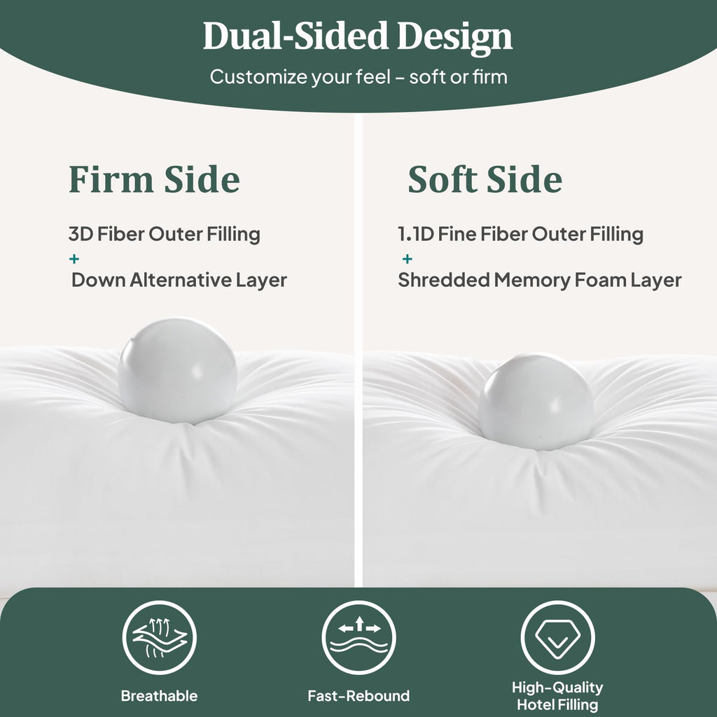 King Size Set of 2 Adjustable Memory Foam Bed Pillows R530412