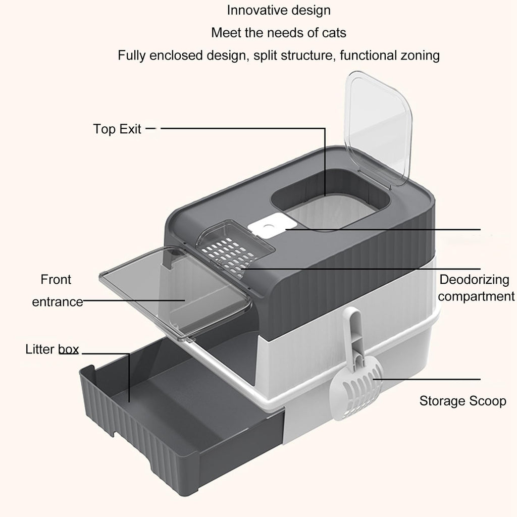 Enclosed Cat Litter Box with Lid and Scoop S21338