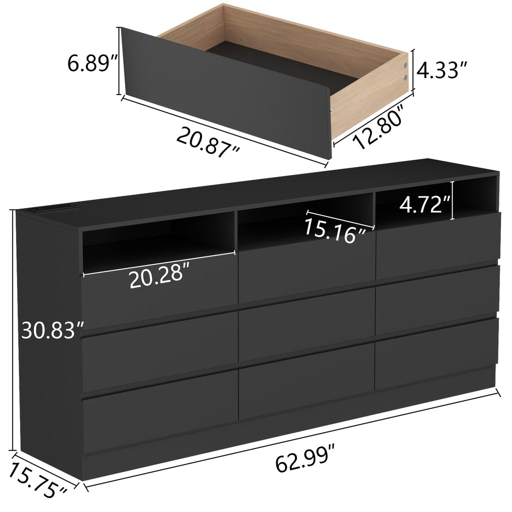 9 Drawer Dresser with Power Outlet M26973