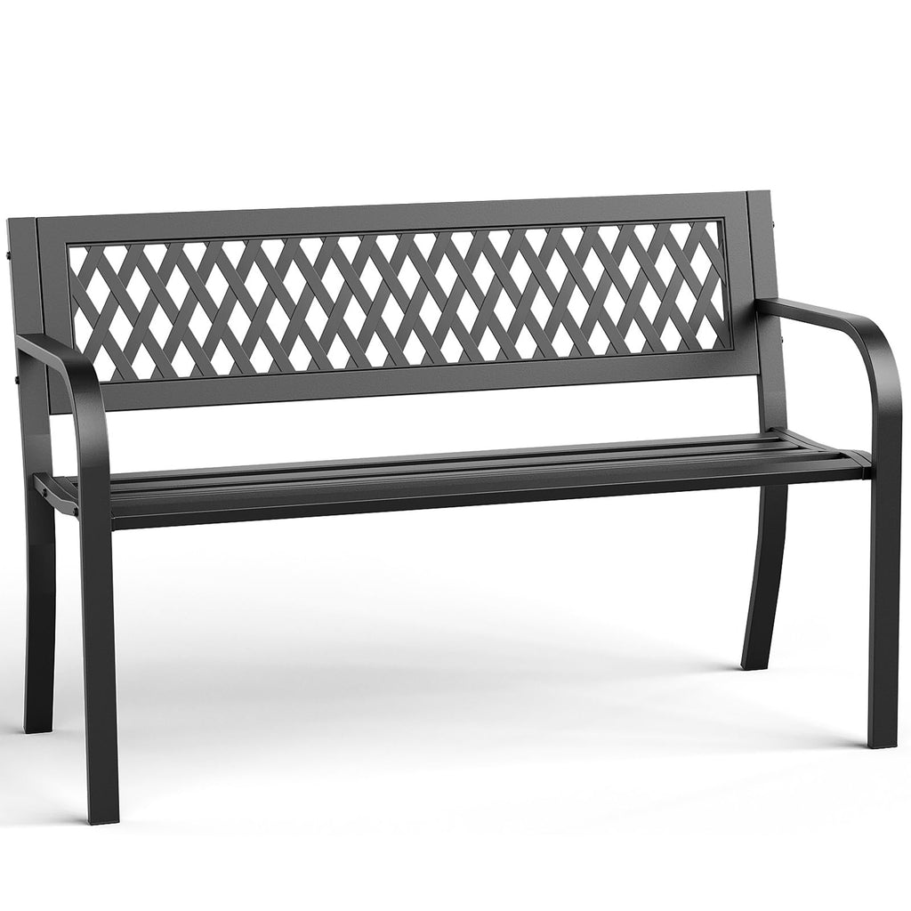 47" Black Outdoor Bench with Backrest X697