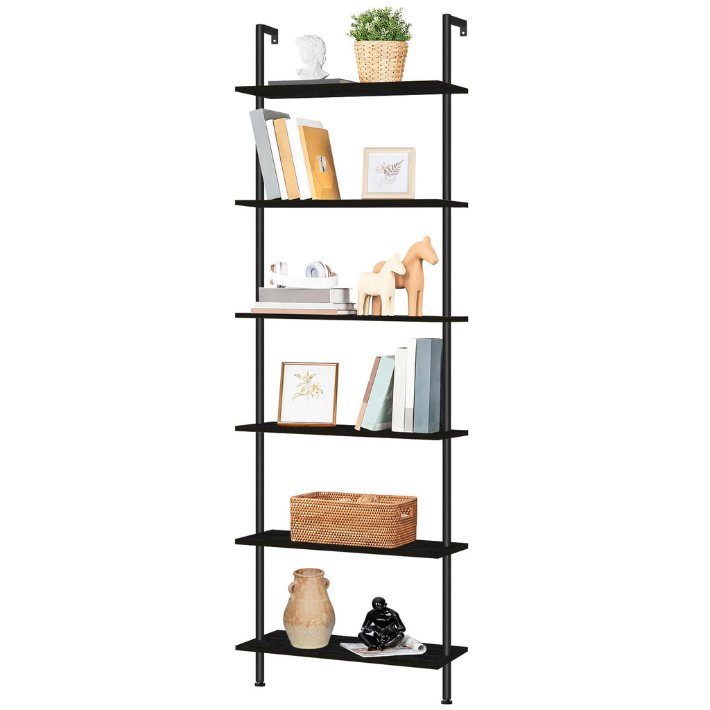6-Tier Wall Mounted Wooden Ladder Shelf Y955