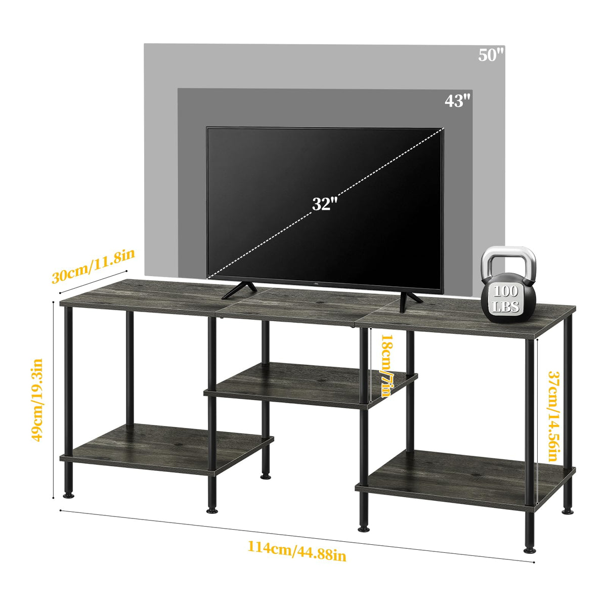 50 Inch Dark Grey TV Stand with Storage T73962