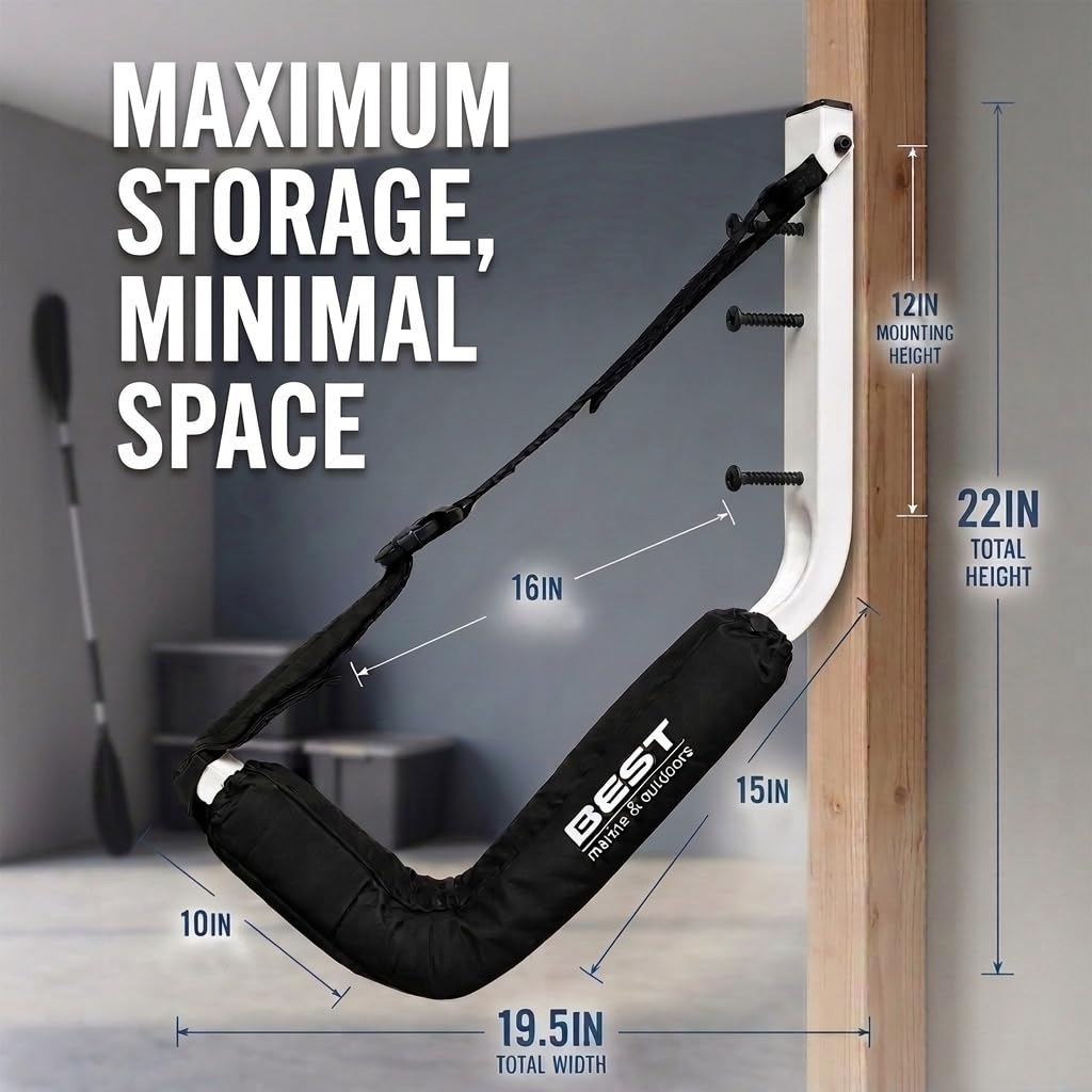Kayak Wall Mount Storage Rack, Heavy Duty Steel, 125LB Capacity W4204