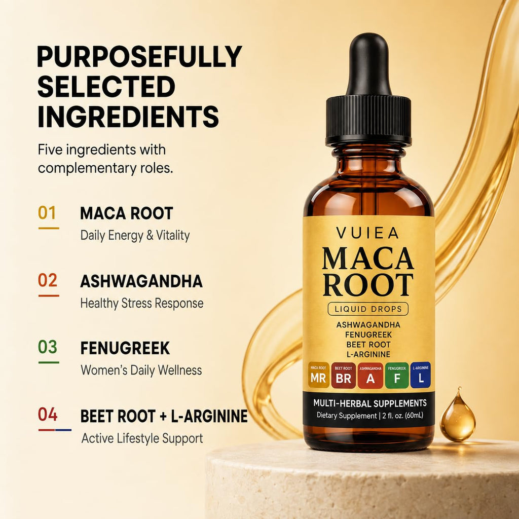 Maca Root Drops 5-in-1 Herbal Supplement 2 Fl Oz S286