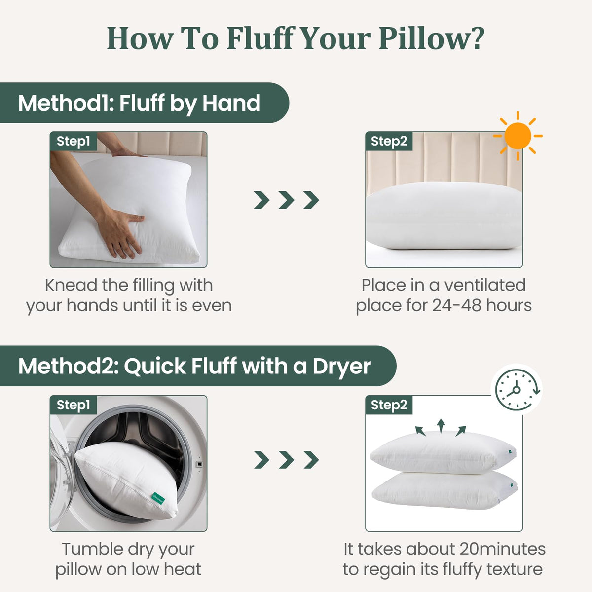 King Size Set of 2 Adjustable Memory Foam Bed Pillows R530412