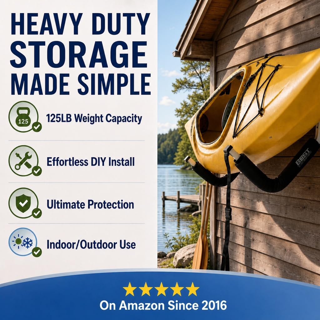 Kayak Wall Mount Storage Rack, Heavy Duty Steel, 125LB Capacity W4204