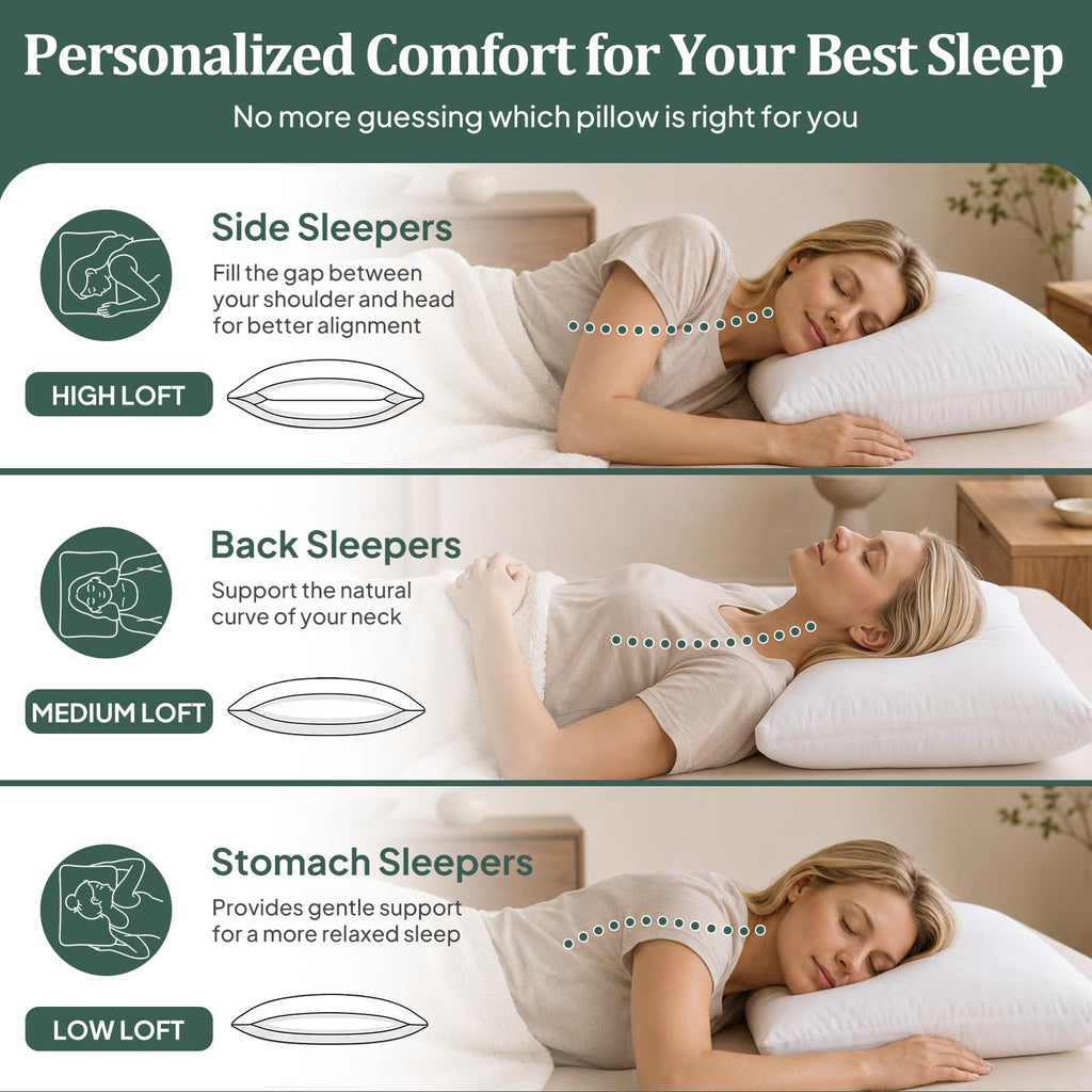King Size Set of 2 Adjustable Memory Foam Bed Pillows R530412
