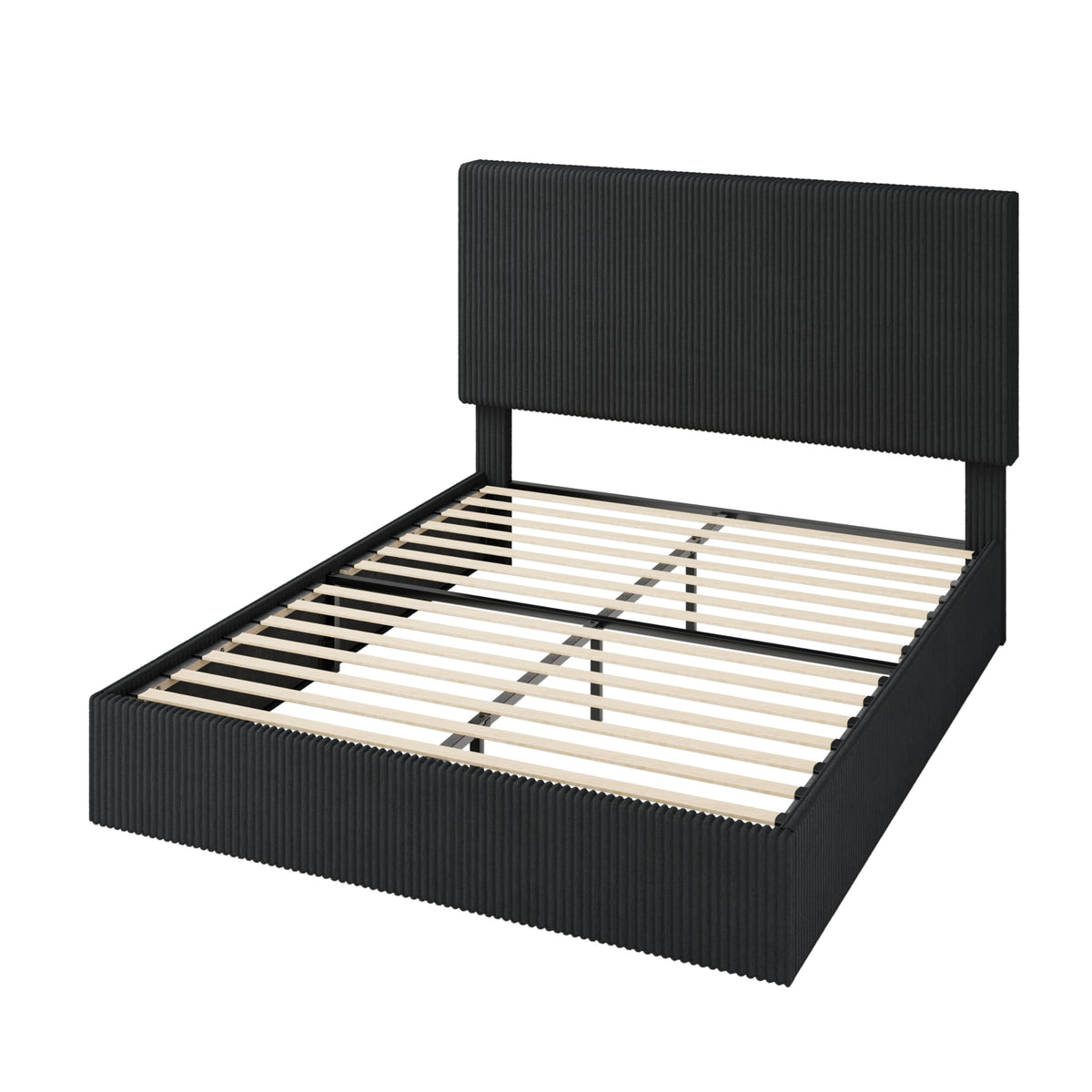 Queen Bed Frame with Adjustable Corduroy Headboard K99949