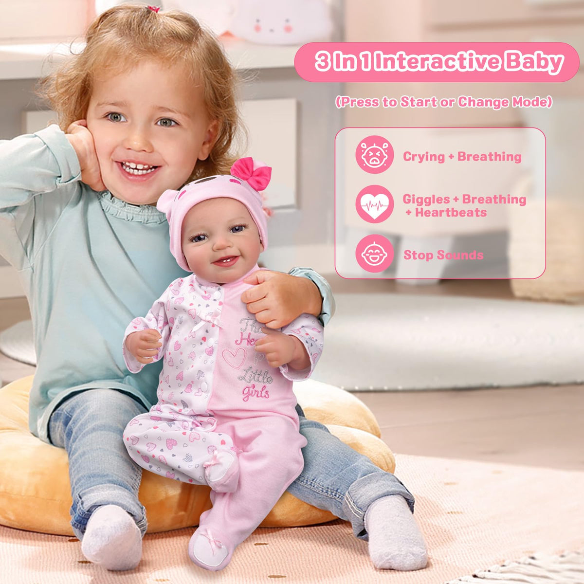 Reborn Baby Dolls with Heartbeat, Coos & Breathing T443387