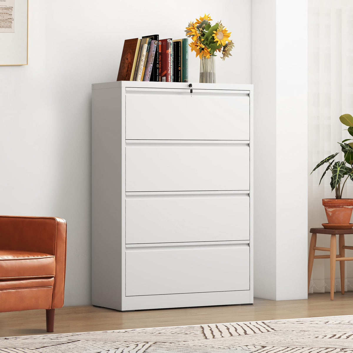 Black 4-Drawer Locking Lateral File Cabinet D545261