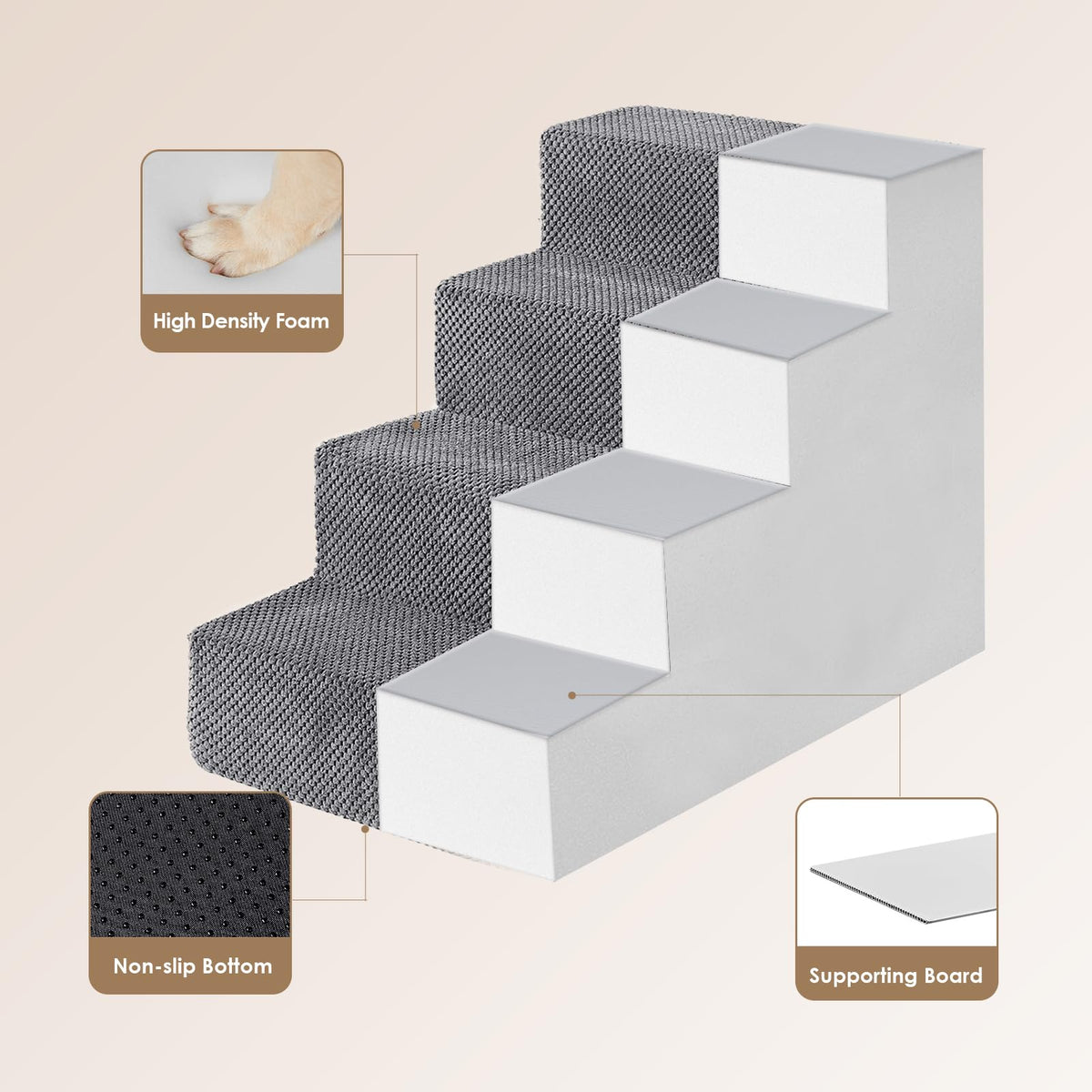 4-Step Grey Dog Stairs X657