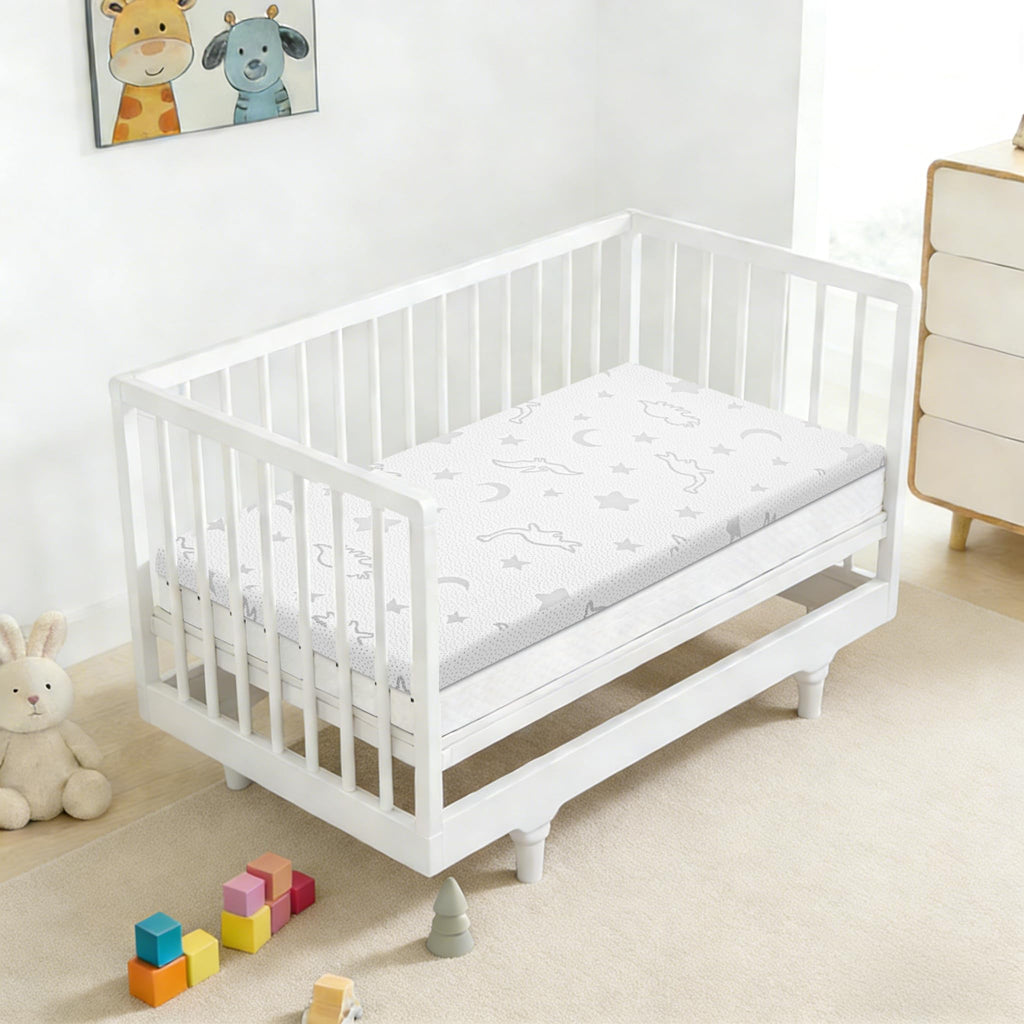 2" High Density Foam Crib Mattress Topper with Waterproof Washable Cover D941336