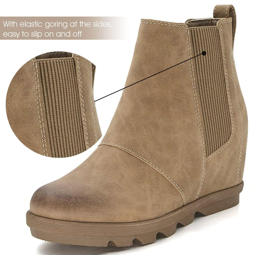 Women's Hidden Heel Chelsea Ankle Wedge Boots A617