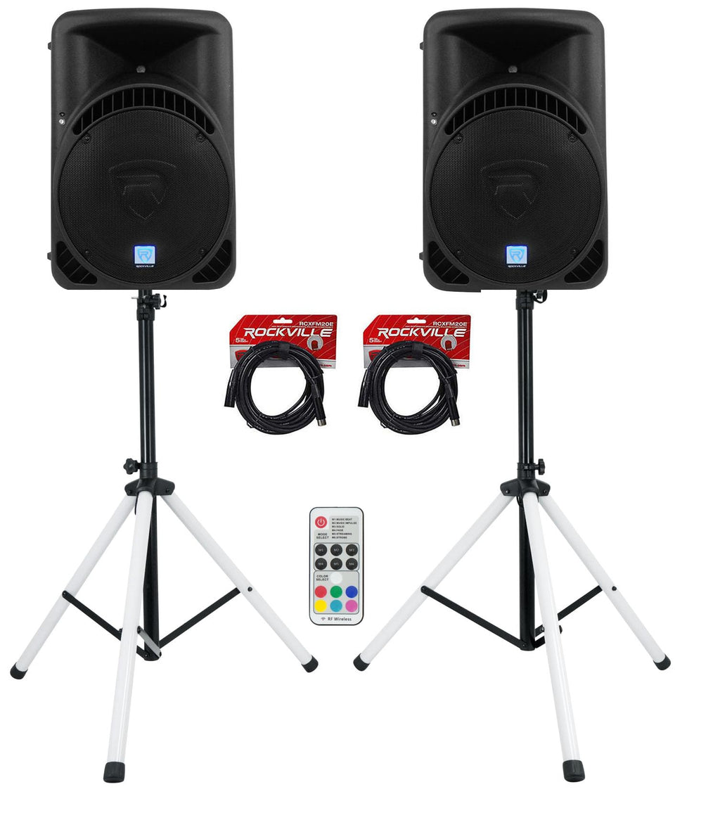 12-Inch Powered PA Speakers 2-Pack with LED Stands Y1105