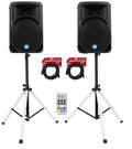 12-Inch Powered PA Speakers 2-Pack with LED Stands Y1105